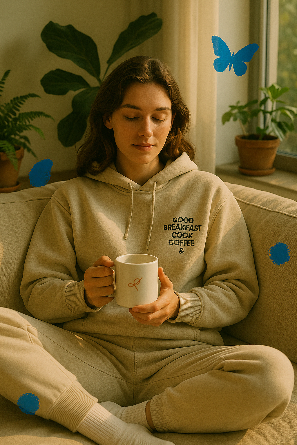 good breakfast good coffee - four piece loungewear set